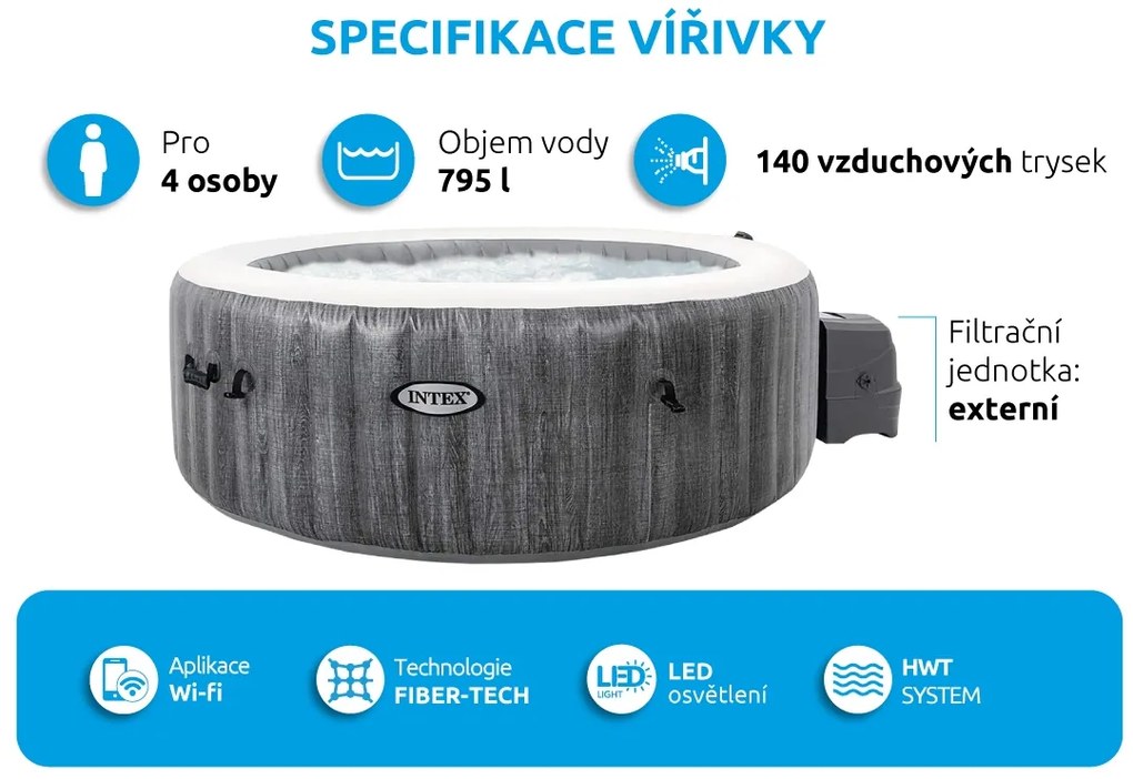 Intex | Bazén vírivý nafukovací Pure Spa - Bubble Greywood Deluxe AP 4 | 11400254