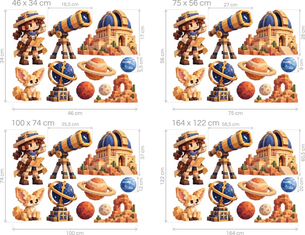 Minecraft Astronomka a fenek v poušti arch 46 x 34 cm