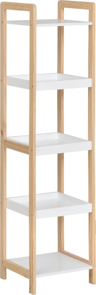 HOMCOM Bambusový regál do kúpeľne s 3 košíkmi + 2 policami, rozmer 32L x 30w x 130H cm Béžová/Biela | Aosom