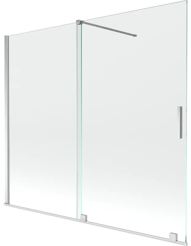 Mexen Velar, 2-krídlová posuvná vaňová zástena 180 x 150 cm, 8mm číre sklo, chrómový profil, 896-180-000-01-01