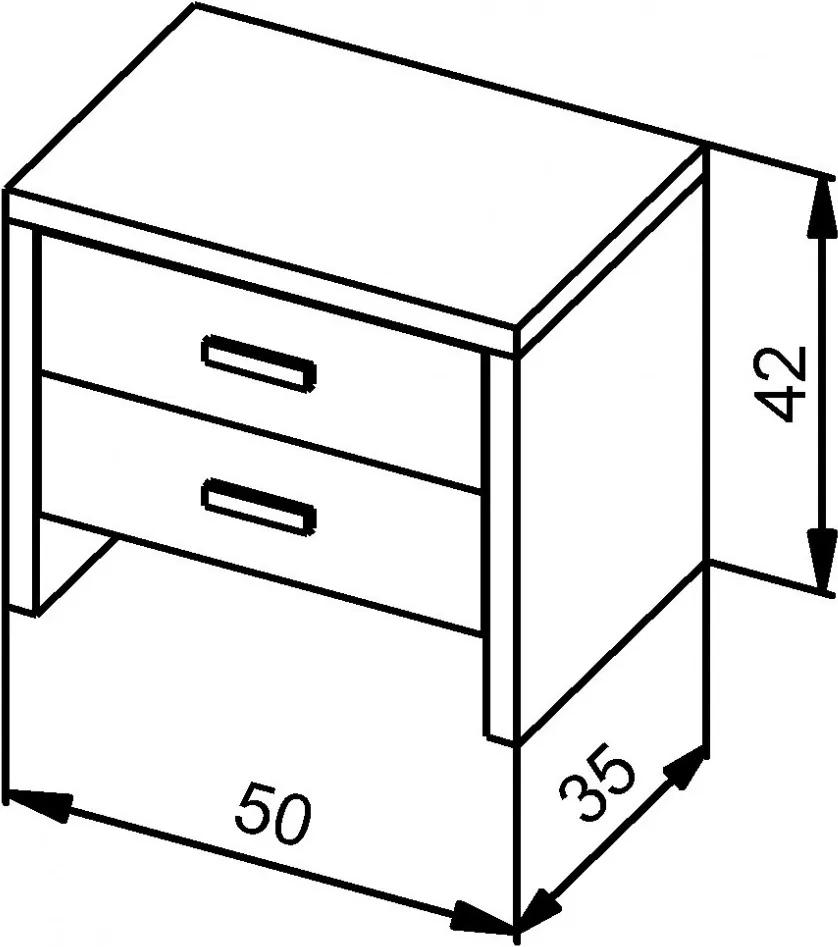 Nočný stolík MS 4   /výpredaj - orech/ Rozmer - postelí, roštov, nábytku: 44,5 x 50 x 35 cm