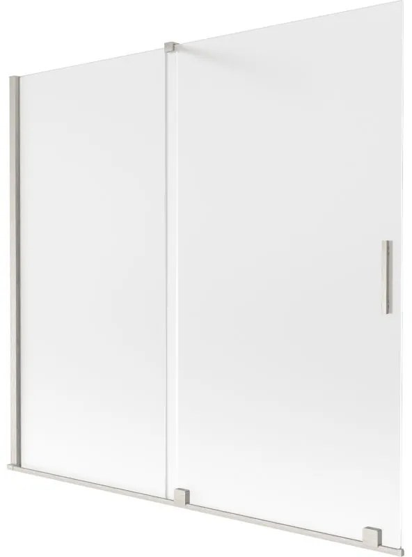 Mexen Velar, 2-krídlová posuvná vaňová zástena 170 x 150 cm, 8mm sklo námraza, brúsená oceľ, 896-170-000-31-97