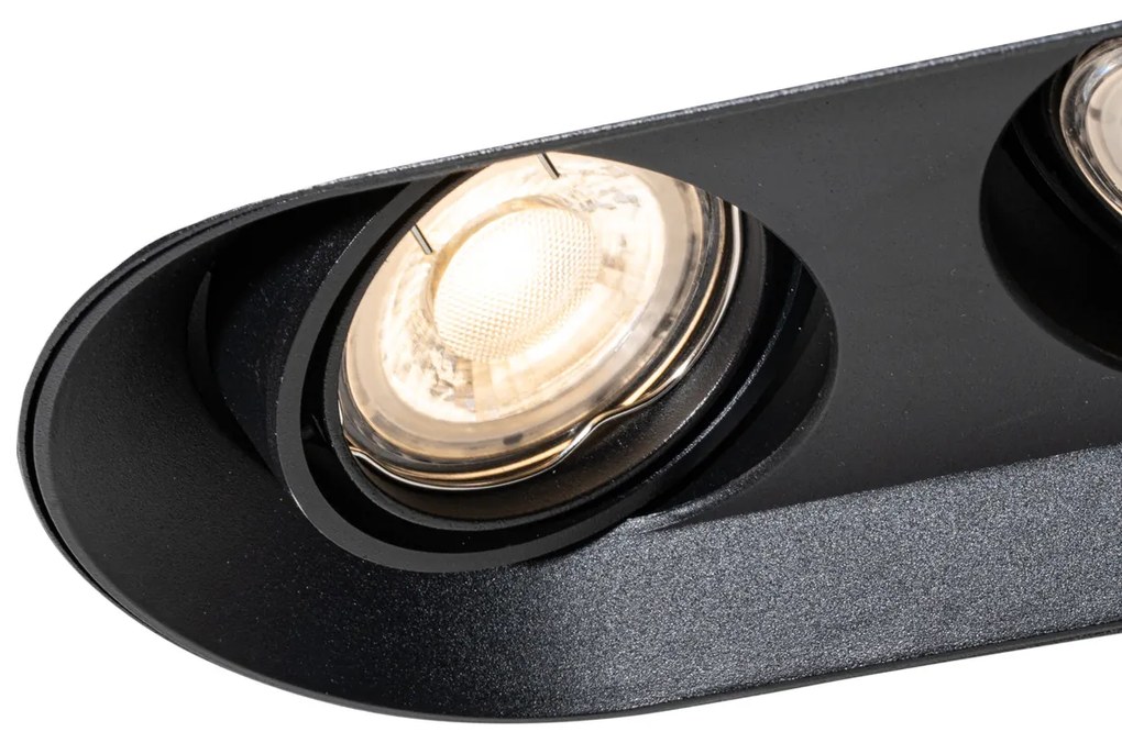 Sada 6 zaoblených zapustených bodových svetiel čierna GU10 50mm 2-svetlo - Hubs