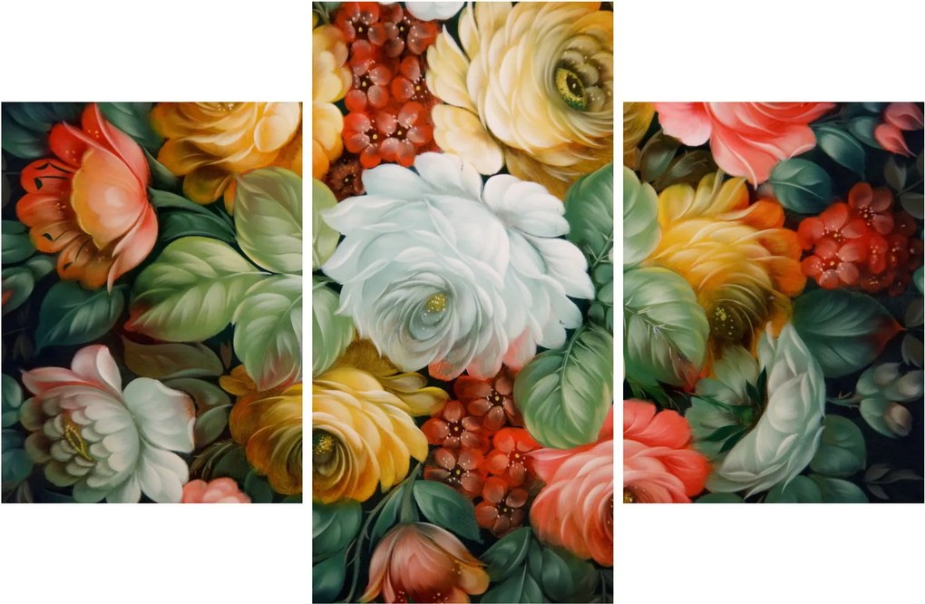 Obraz maľovanej kytice kvetov (90x60 cm)