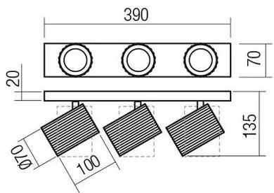 Redo 01-3406 - Bodové svietidlo DELPHI 3xGU10/7W/230V čierne