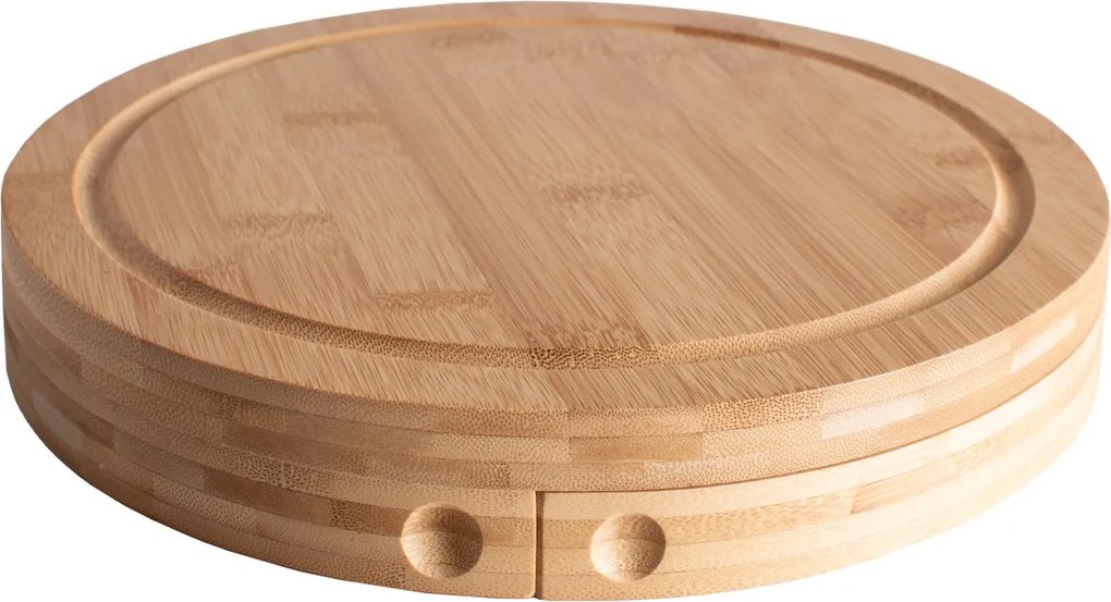 Servírovacia bambusová doska na syry s príslušenstvom ANDRA 25 cm prírodná