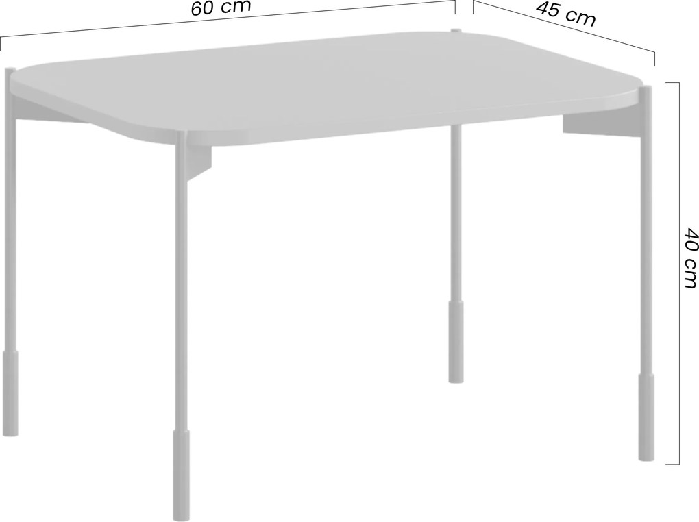 Kávový stolík Sonatia 60 cm obdĺžnikový na kovových nohách - kasmír