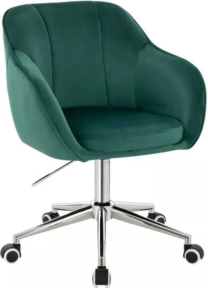 LuxuryForm DESIGN Stolička AVOLA VELUR na striebornej podstave s kolieskami - zelená