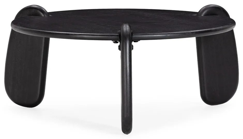 Čierny okrúhly konferenčný stolík z mangového dreva ø 80 cm Tamira – MOME