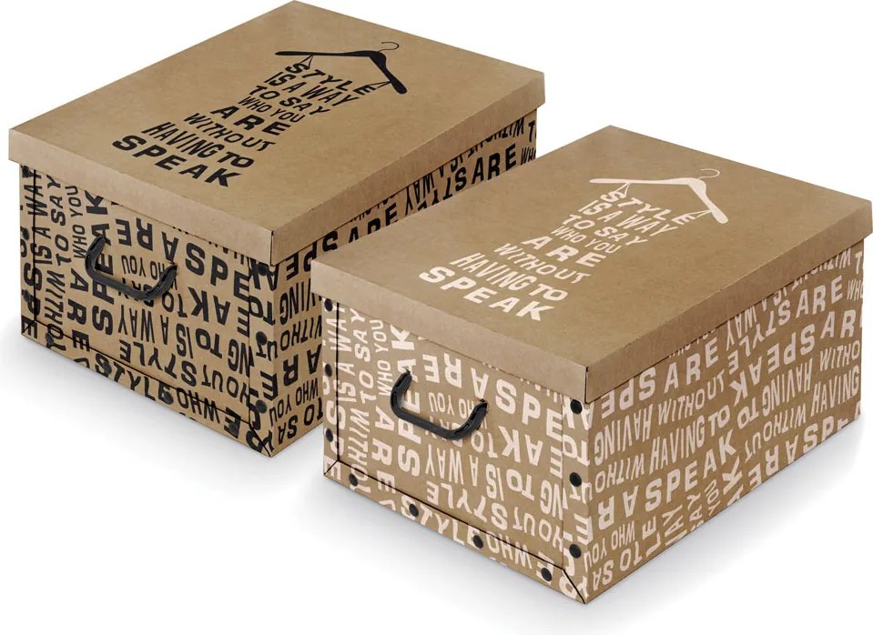 Domopak Úložný box Kraft čierny nápis