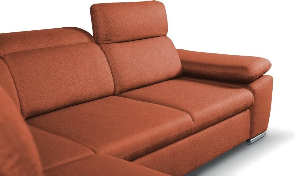 Rohová sedačka Aldon, tehlová štruktúrovaná látka, ľavý roh