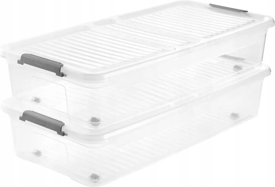 2. akosť - Úložný box s vekom a kolieskami pod posteľ, KEEEPER CLIPBOX LEO 33L, 77 x 38 x 16 cm