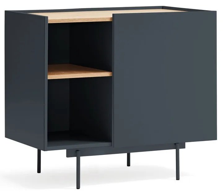 Nízka komoda v dekore duba v antracitovo-prírodnej farbe 90x78 cm Otto – Teulat