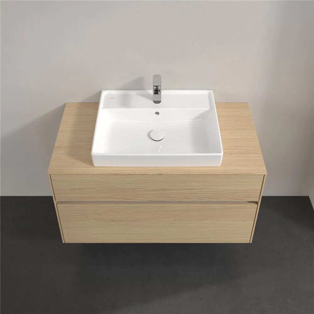 VILLEROY &amp; BOCH Collaro závesná skrinka pod umývadlo na dosku (umývadlo v strede), 2 zásuvky, 1000 x 500 x 548 mm, Nordic Oak, C01900VJ