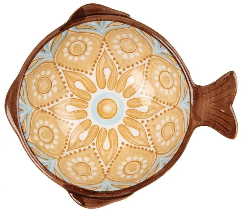 Keramická miska rybka s hnedým vzorom Mibbo - 12*11*4 cm / 100 ml