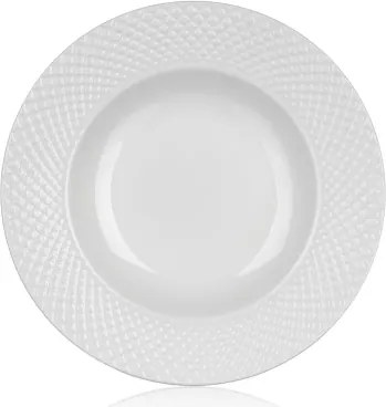 Hlboký tanier Diamond Line, biely s reliéfem%