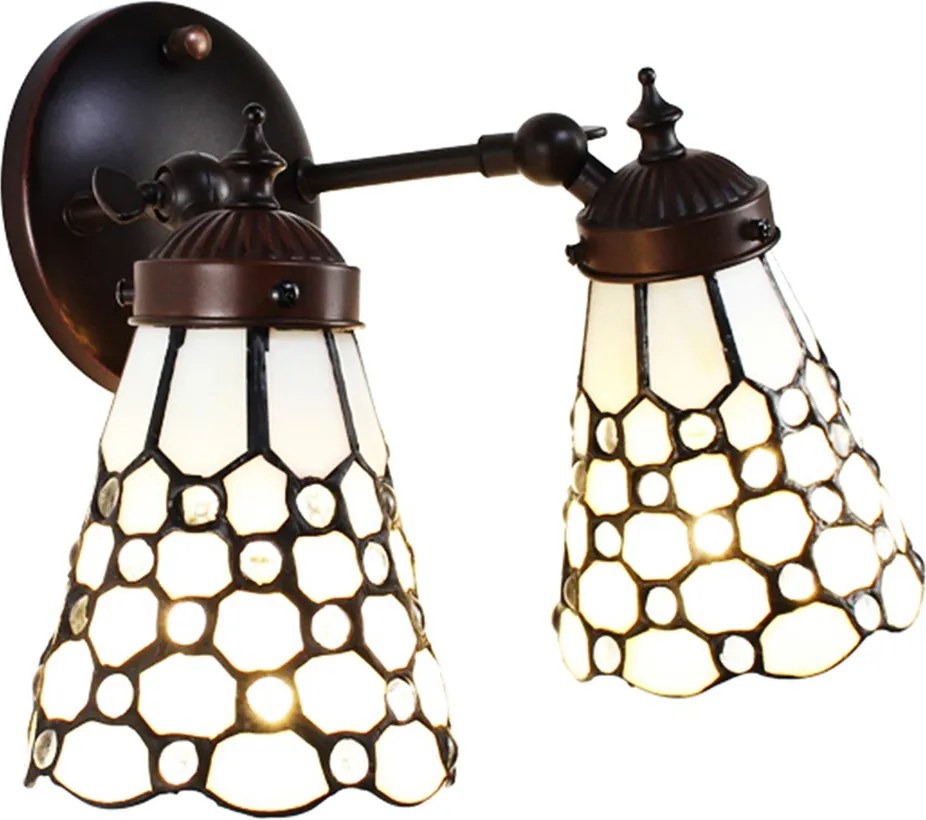 Nástenná lampa Tiffany s bielymi tienidlami Panne - 30*23*23 cm E14/max 2*25W