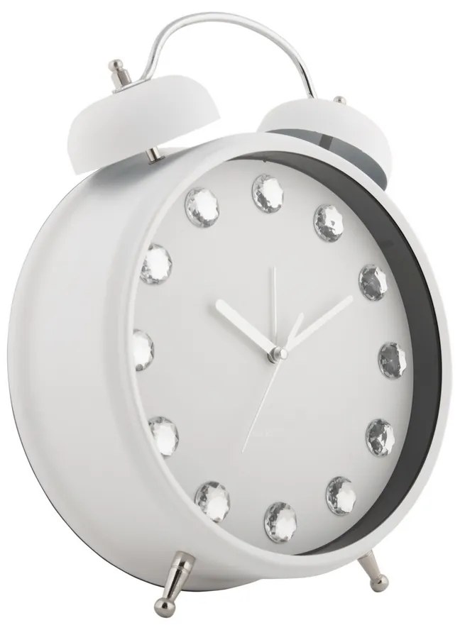 Karlsson 6019WH dizajnové stolové hodiny/budíkbiela, priemer 30 cm