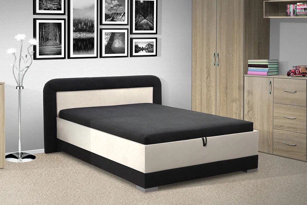 Nabytekmorava Čalúnená posteľ s úložným priestorom JARO HIT 120x200 farba čalúnenia: KRÉMOVÁ