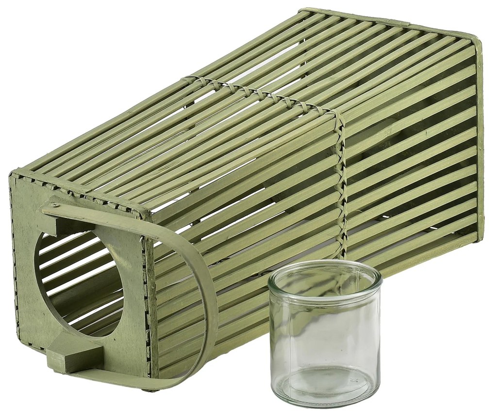 Proutěná lucerna LUCIE Green 23x48 cm zelená