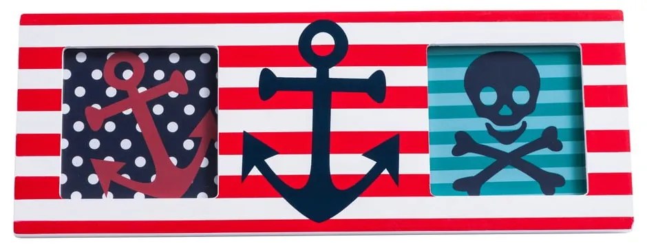 Červený drevený rámček 24x9 cm Pirate – Premier Housewares
