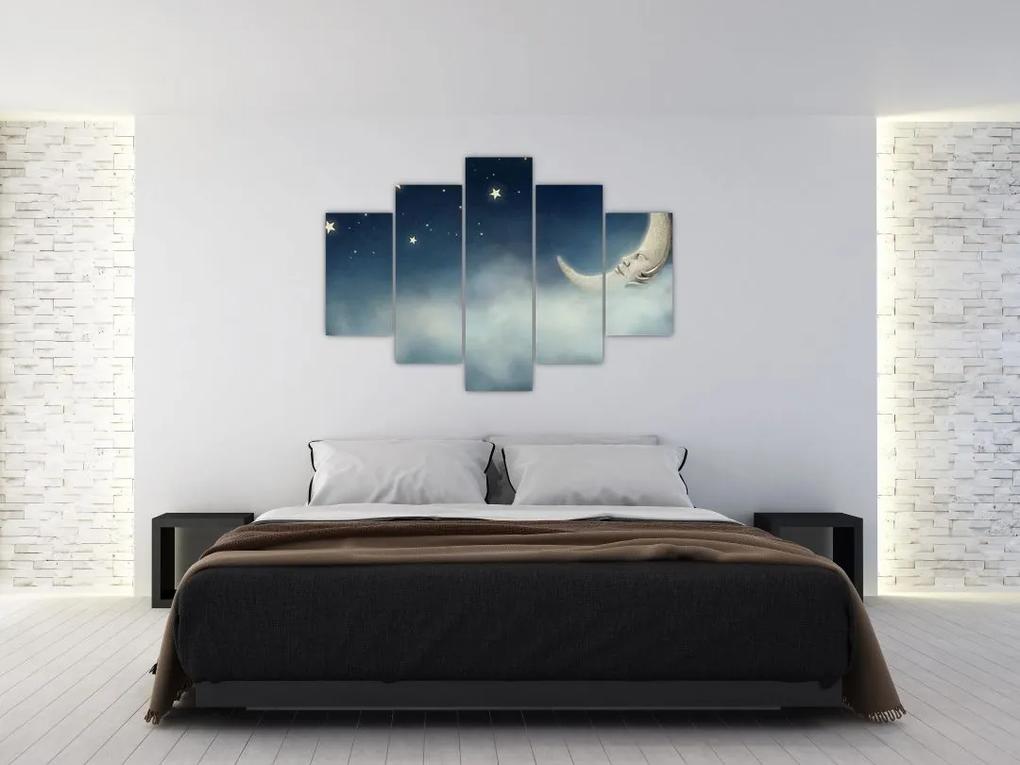 Obraz - Mesiac s hviezdami (150x105 cm)