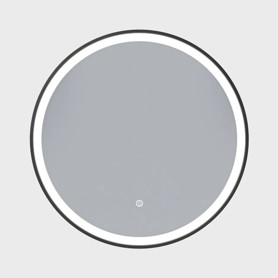 Erga Olivia, okrúhle LED zrkadlo 60cm, čierny kovový rám, 1380 lm, 6500K, predné osvetlenie, ERG-V01-202-6060-BK