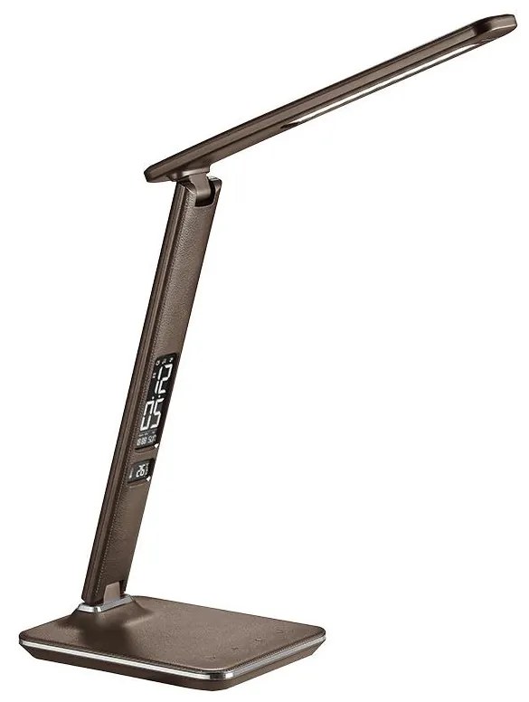 Solight WO45-H - LED stolná lampa s displejom LED/9W/230V hnedá