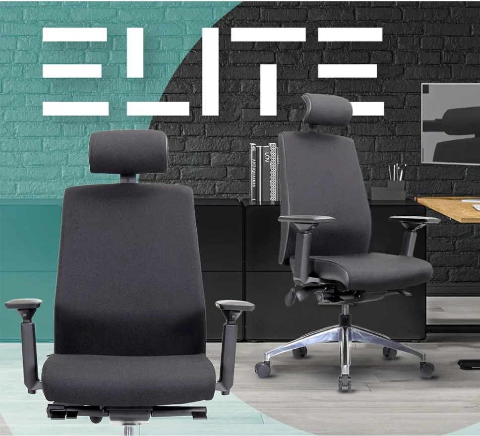 Ergonomická kancelárska stolička MOSH Elite T3 Pro čierna