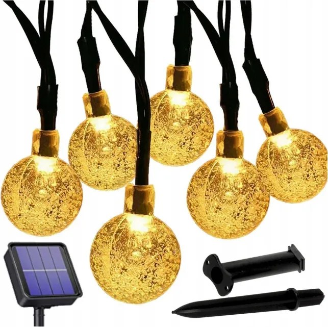 BERGE LED solárna reťaz - 30x LED žiarovka gule - 5m