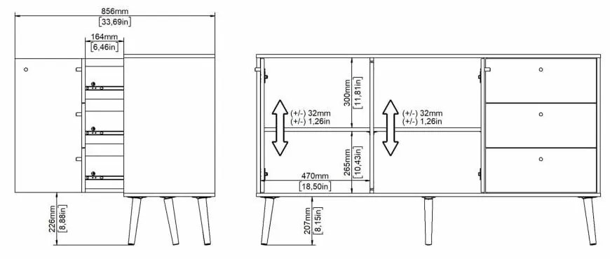 Biela nízka komoda 149x82 cm Bodo – Tvilum