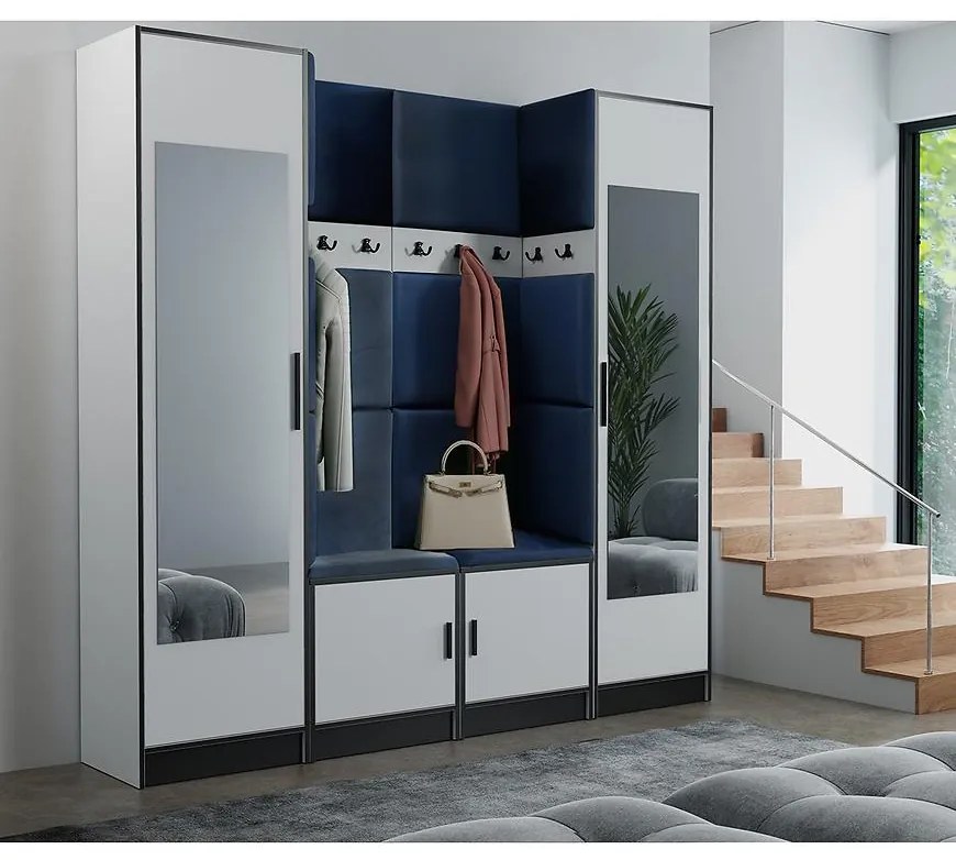 Predsieňový nábytok Roj 18 biely + Kronos 09 Modrá