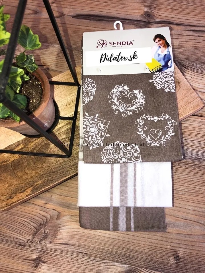 Sendia Textil A-1 Kuchynské utierky 3 Set Srdcia hnedé