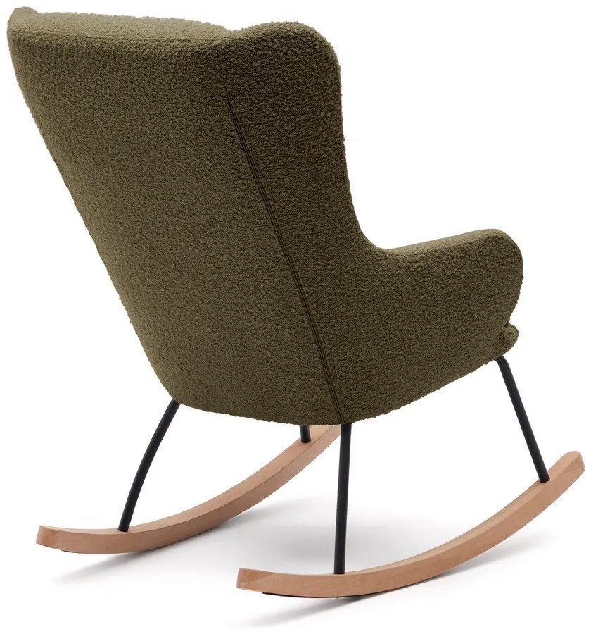 Zelené hojdacie kreslo z textílie bouclé Maustin – Kave Home