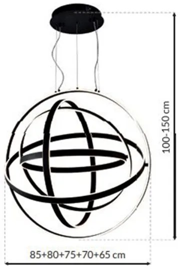 LED Luster na lanku COPERNICUS 1xLED/260W/230V čierna