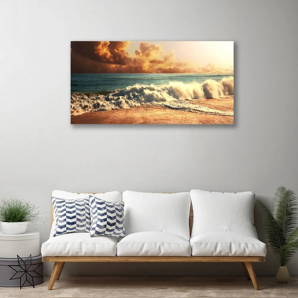 Obraz Canvas Oceán pláž vlny krajina 140x70 cm