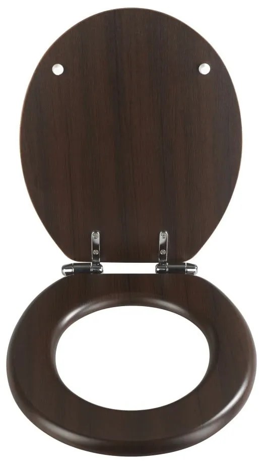 Tmavé WC sedadlo s jednoduchým zatváraním Wenko Wenge, 43 x 37 cm