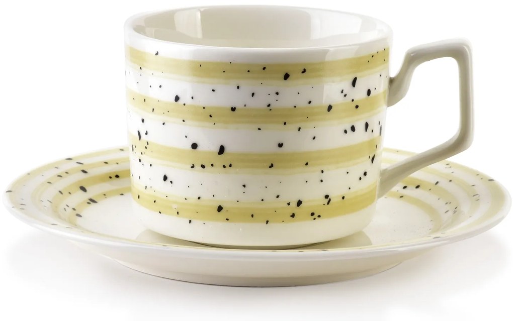 Porcelánová šálka s podšálkou Joy Beige 210 ml sada 6ks