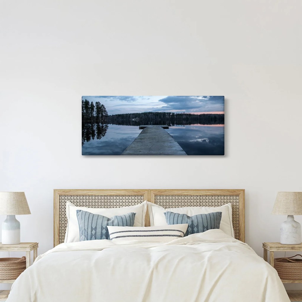Obraz - Mólo na jazere (120x50 cm)