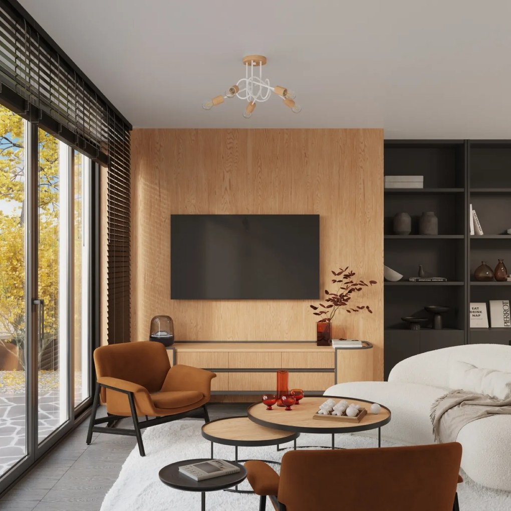 Nástenné svietidlo Ember 1, drevené telo svietidla, w