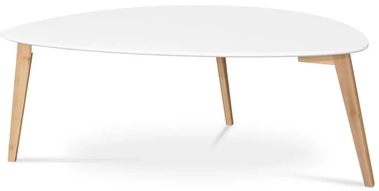 Stůl konferenční 120x60x45 cm,  MDF bílá deska,  nohy bambus přírodní odstín