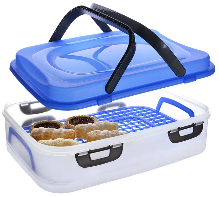 Úložný box na koláče a zákusky, PIKNIK 1 poschodie, s rúčkami, mix farieb