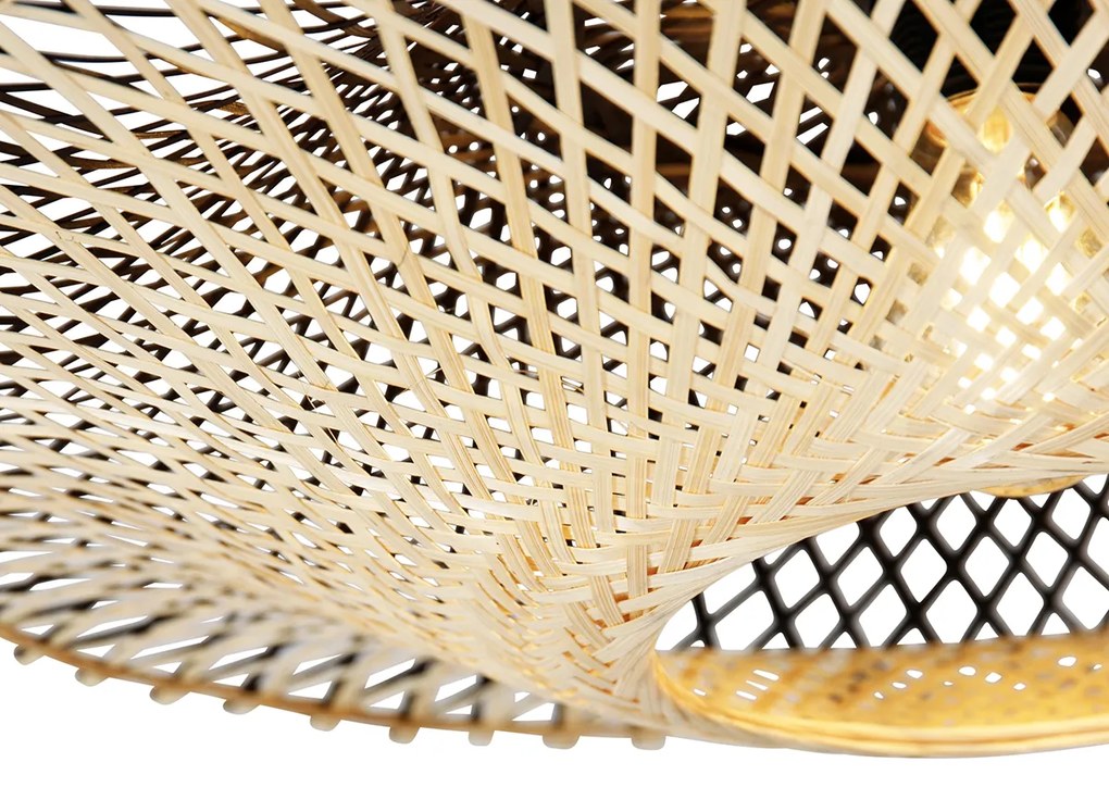 Moderná oblúková lampa biela orientálny tienidlo s bambusom 50 cm - XXL Rina