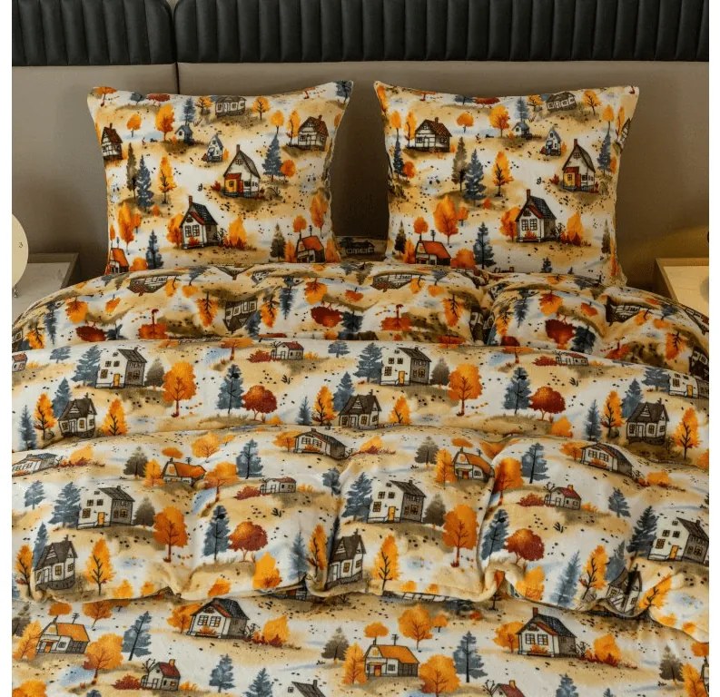 Obliečky mikroplyš AUTUMN VILLAGE farebné Rozmer obliečky: 70 x 90 cm | 140 x 200 cm