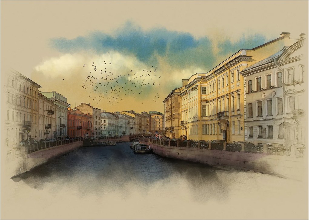 Sklenený obraz - Moyka rieka, Petrohrad, Rusko (70x50 cm)