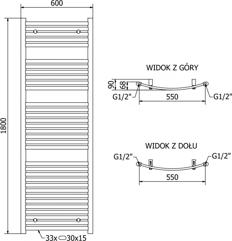 Mexen Helios, elektrické vykurovacie teleso 1800 x 600 mm, 900 W, antracitová, W103-1800-600-2900-66