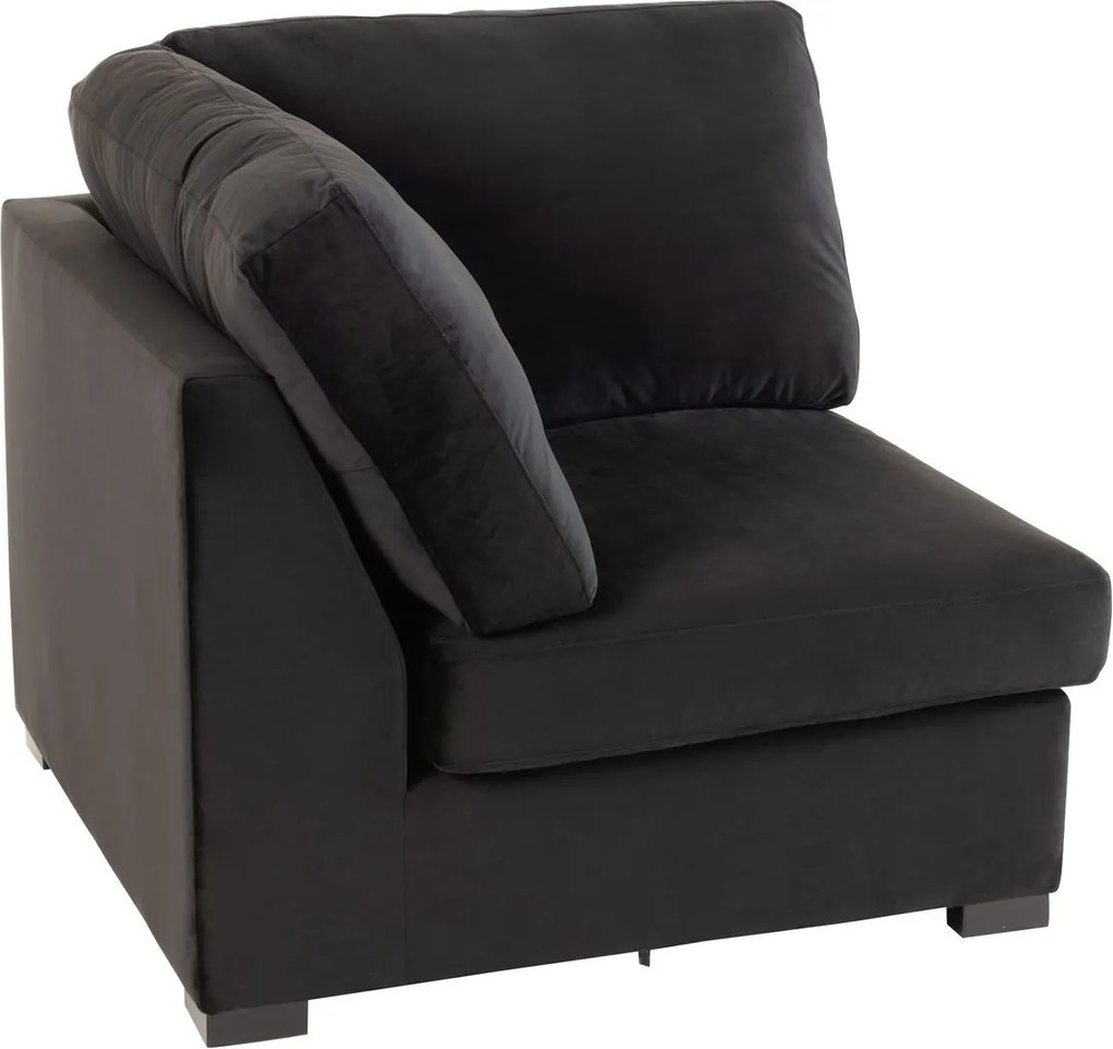 Čierny 1-miestny zamatový rohový diel pohovky Nalmi black - 92*103*86cm