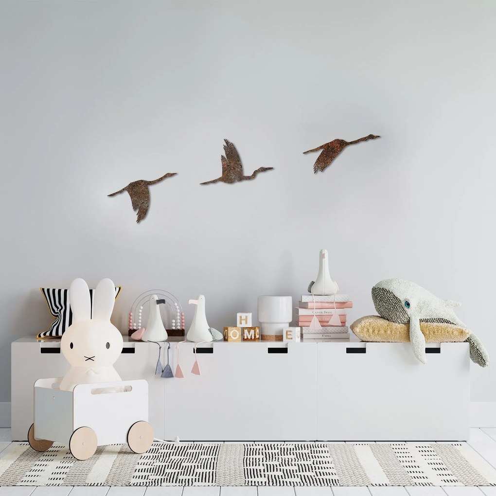 Nástěnná kovová dekorace Rusty Birds 1 vícebarevná