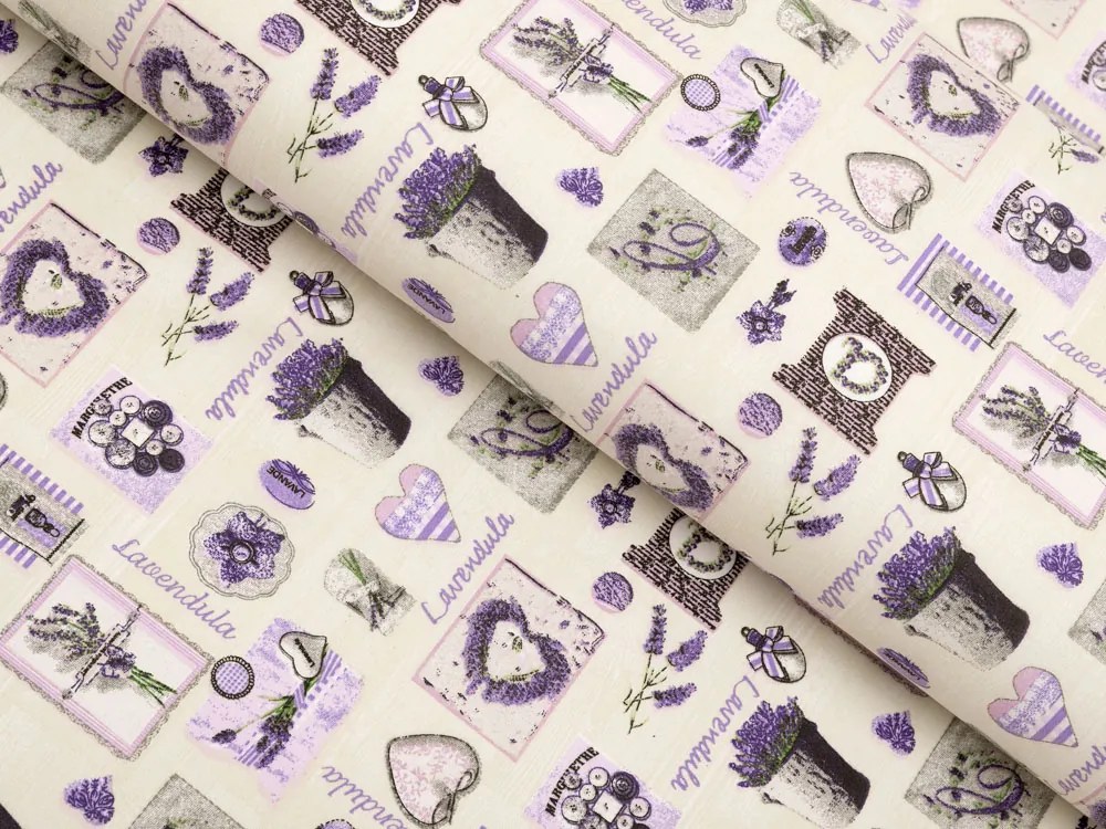 Biante Vankúš valec bonbon Sandra SA-479 Levandule na krémovom 15x40 cm