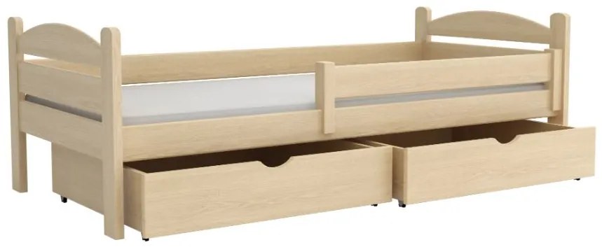 Detská posteľ z masívu borovice ELENA so šuplíkmi - 200x90 cm - PRÍRODNÁ BOROVICA